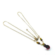 14 kt Gold Filled Cherry Quartz Gemstone Drop Dainty Necklace
