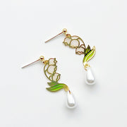 Lily of the Valley Earrings - White Bell Shape Flower Drop Earrings