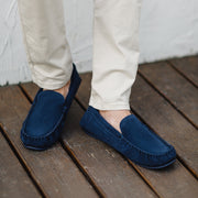 Harris Mens Fabric Lined Moccasin - Navy