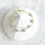 Moonstone Gold Double Chain Bracelet