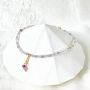 Natural Fluorite Gemstone Beaded Anklet