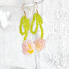 Pink Beaded Tulip Flower Earrings