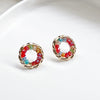 Rainbow Beads Circle Stud Earrings