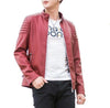 Slim fit rood biker-jack van imitatieleer voor heren