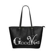 Shoulder Bag - Black Good Vibes Style Large Leather Tote Bag