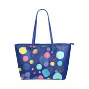 Shoulder Bag - Spotty Blue Stylish Large Leather Tote Bag