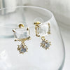 Square Ice Cube Crystal with Little Drops Stud Earrings