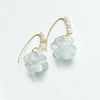 White Cats Eye Stone Beads and Pearls Drop Earrings