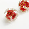 Wired Red Camellia Flower Earrings