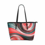Women's Leather Tote Bag, Multicolor Circular Swirl Double Handle